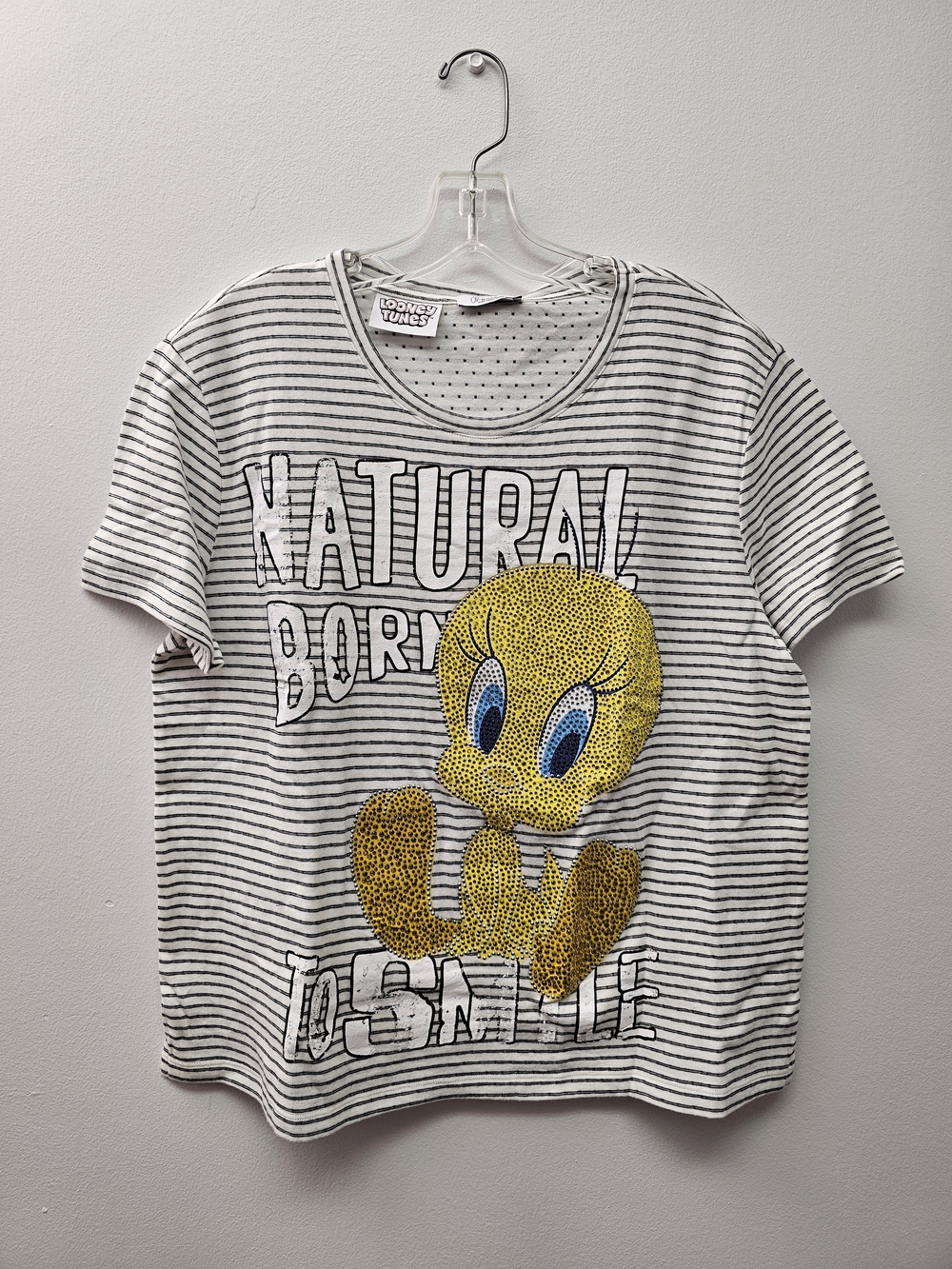 Warner Bros. Tweety Striped Tee - White, Black & Yellow